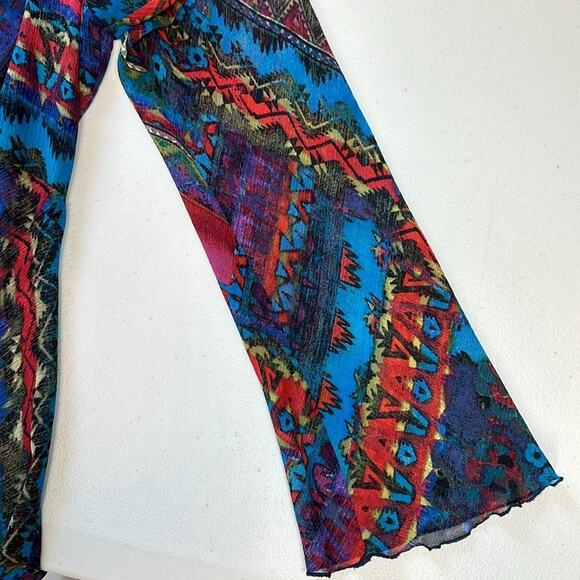 Chico's 100% Silk Brandy Tunic in Sangria Empire Waist Long Sleeves Sz 1 = M = 8 - Picture 8 of 14